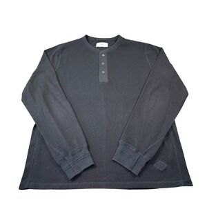 Ovadia & Sons Black Ribbed Cotton Henley L/S Shirt Size XL